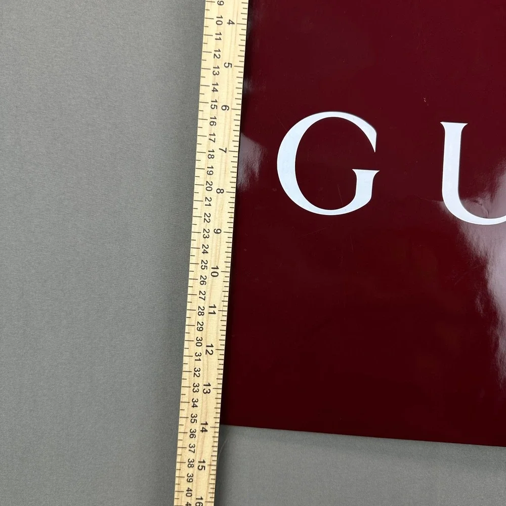Gucci Shopping Bag Large Burgundy Excellent Glossy Gift Tote Authentic